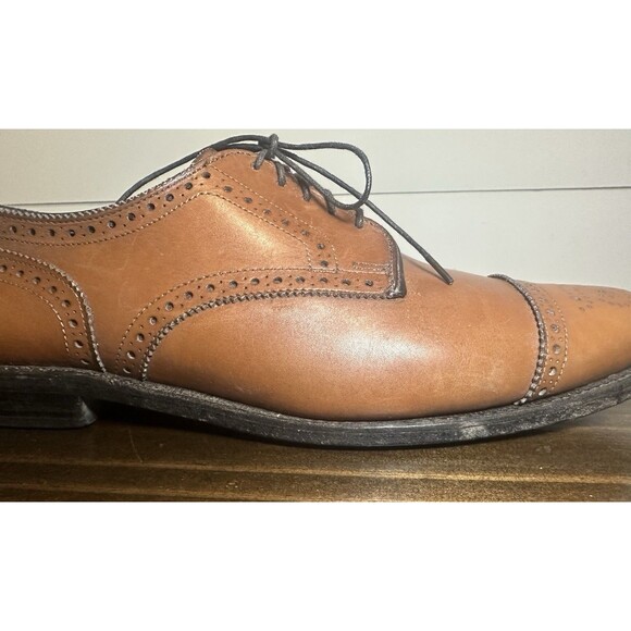 ALLEN EDMONDS Sanford Brogue Oxford Brown Cap Toe Dress Shoes Men's 12 AA - Picture 8 of 13